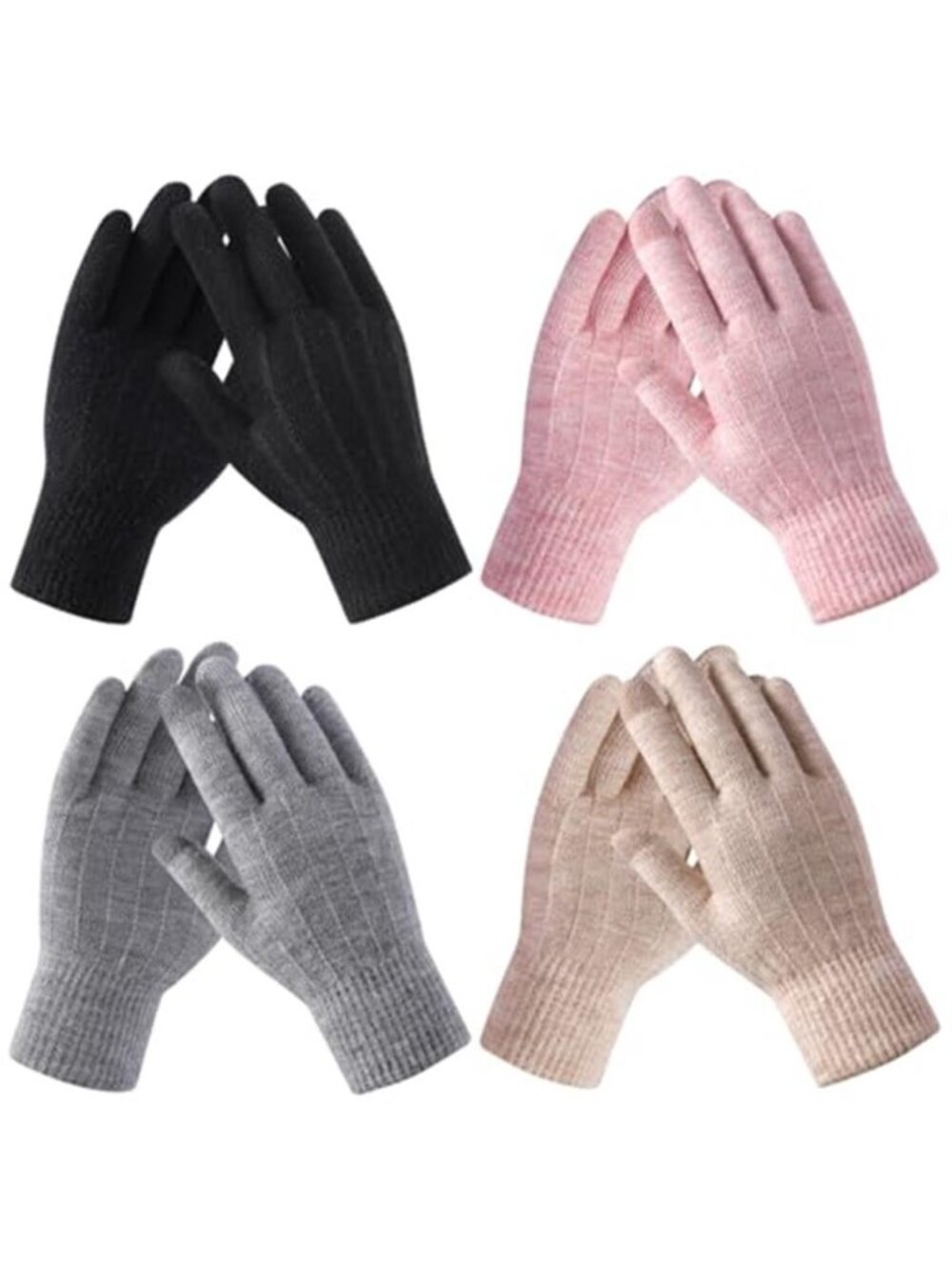 Winter Gloves - 4 Pairs Winter Gloves Women Men Cold Weather Valentines